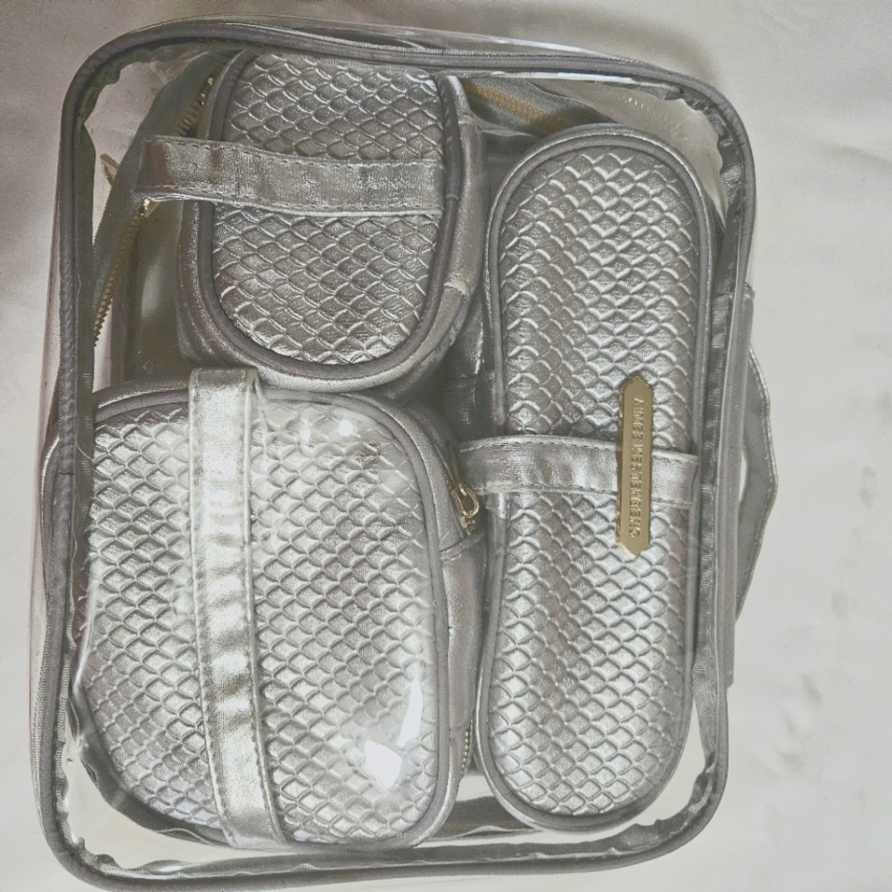 Aimee Kestenberg Silver Quilted Travel Bag Set
